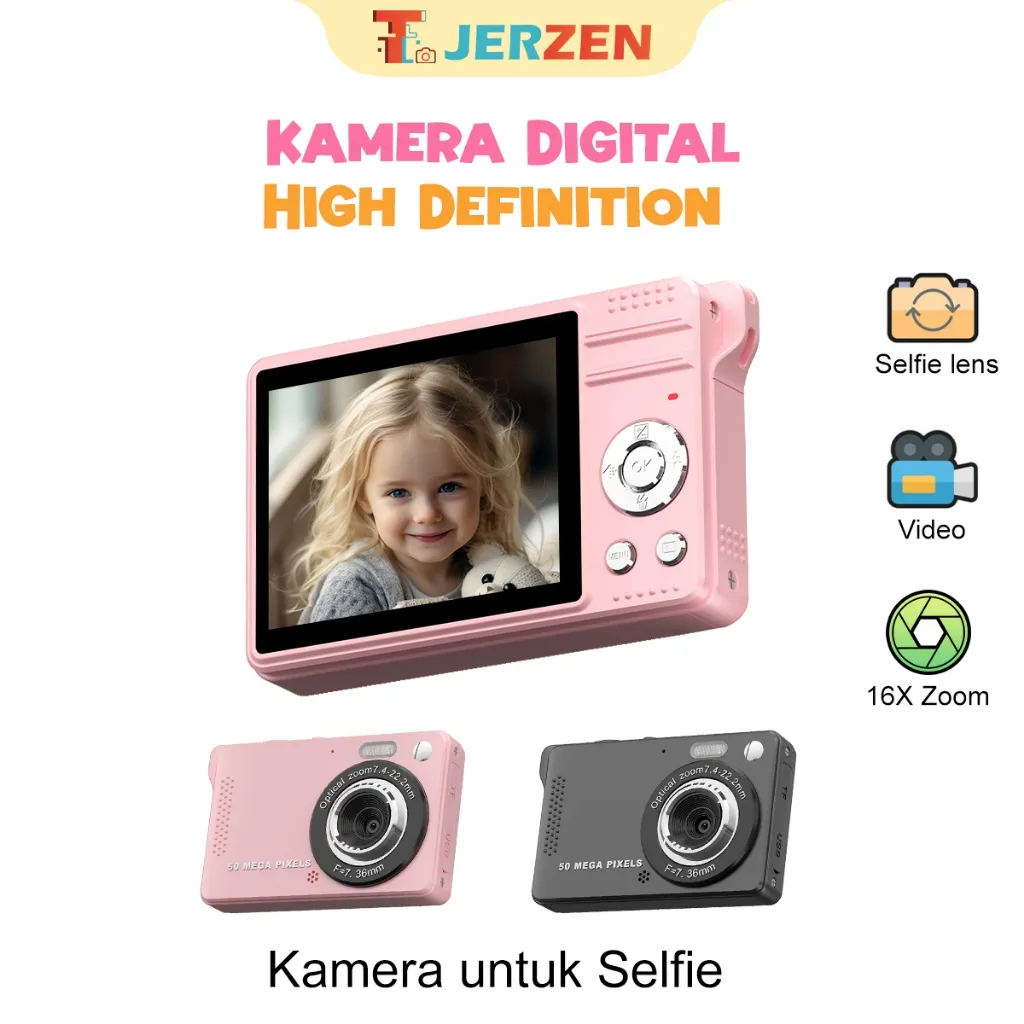 T-JERZEN 50MP 16X Zoom 1080P For Beginners Pocket Camera Powerful Zoom Novice-Friendly M08