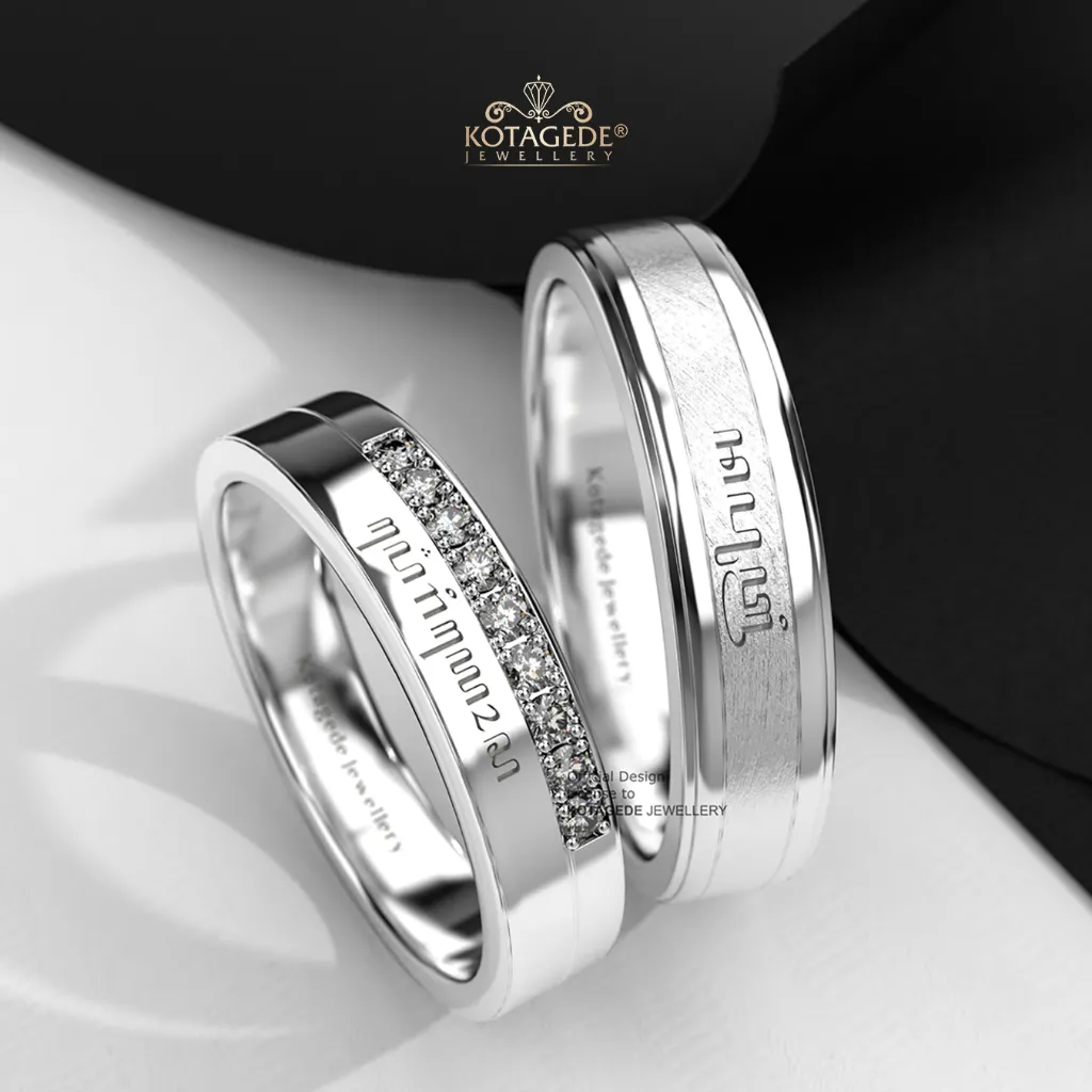 Kotagede Jewellery - Cincin Couple Nikah Aksara Jawa Silver 950 - Cincin Custom Premium