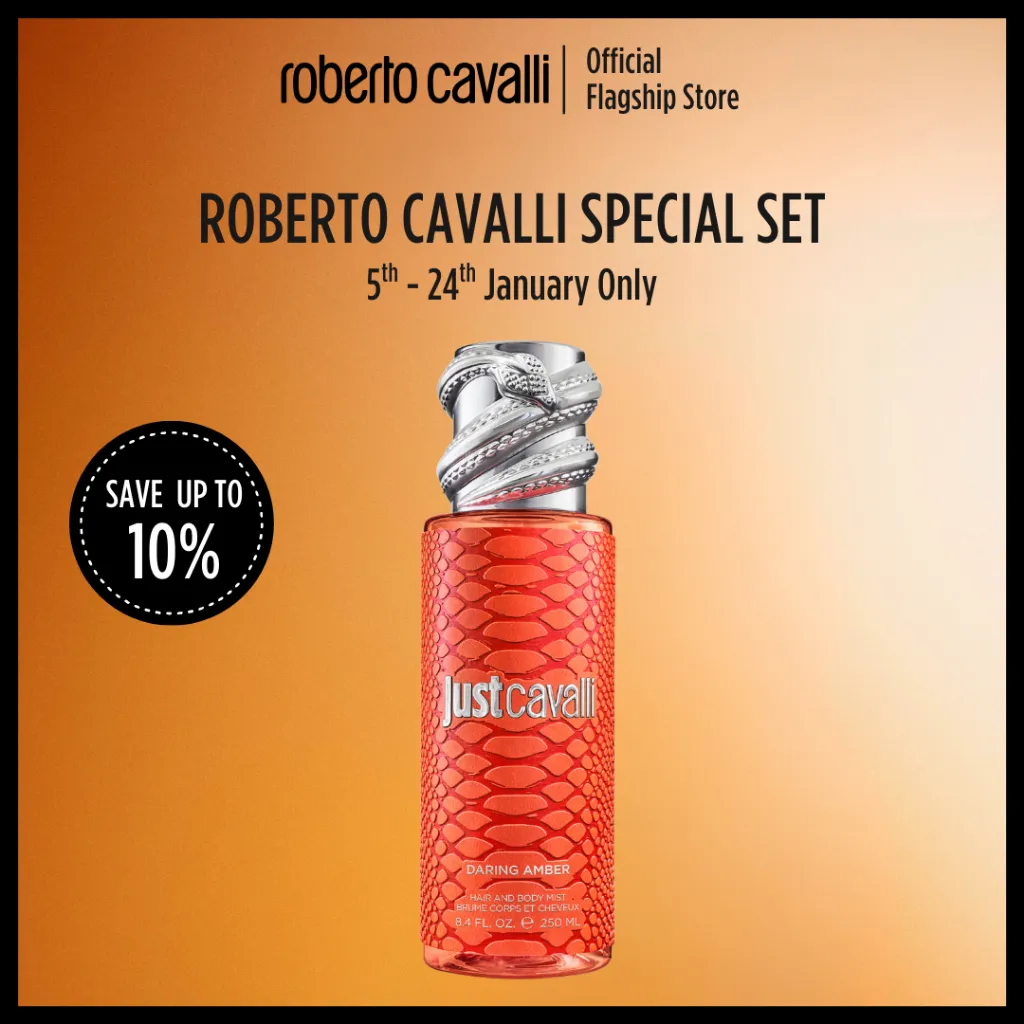 Roberto Cavalli Just Cavalli Daring Amber Hair & Body Mist 250ml - Parfum Tubuh & Rambut Wanita