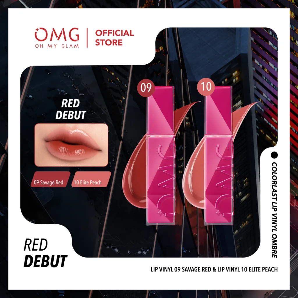 [NEW SHADE!] OMG OH MY GLAM Paket Ombre 2 Shade Lip Vinyl 2.5 g - Transferproof Gloss - Longlasting Stain- Intense Color - Plumpy & Comfortable On Lips