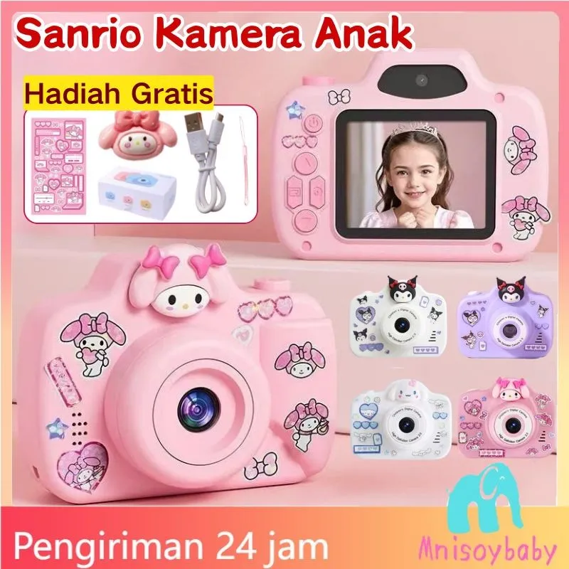 [COD]Sanrio Kuromi Kamera Anak Mini Hadiah Anak Kamera Digital Kamera Perekam Video 1080p Camera USB 2.0 inci Layar IPS & 2000W HD Dual Camera Game Bawaan Multifungsi Mainan Kamera