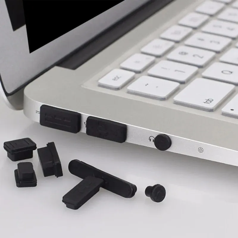 Set 16pcs Dust Plug Laptop Komputer PC Silikon Universal 16in1 Anti Debu Penutup Port USB Type C HDMI LAN VGA Mini HDMI Mini DP SD Card AUX Soft Silicone Cover Pelindung Port Laptop Warna Putih/Clear