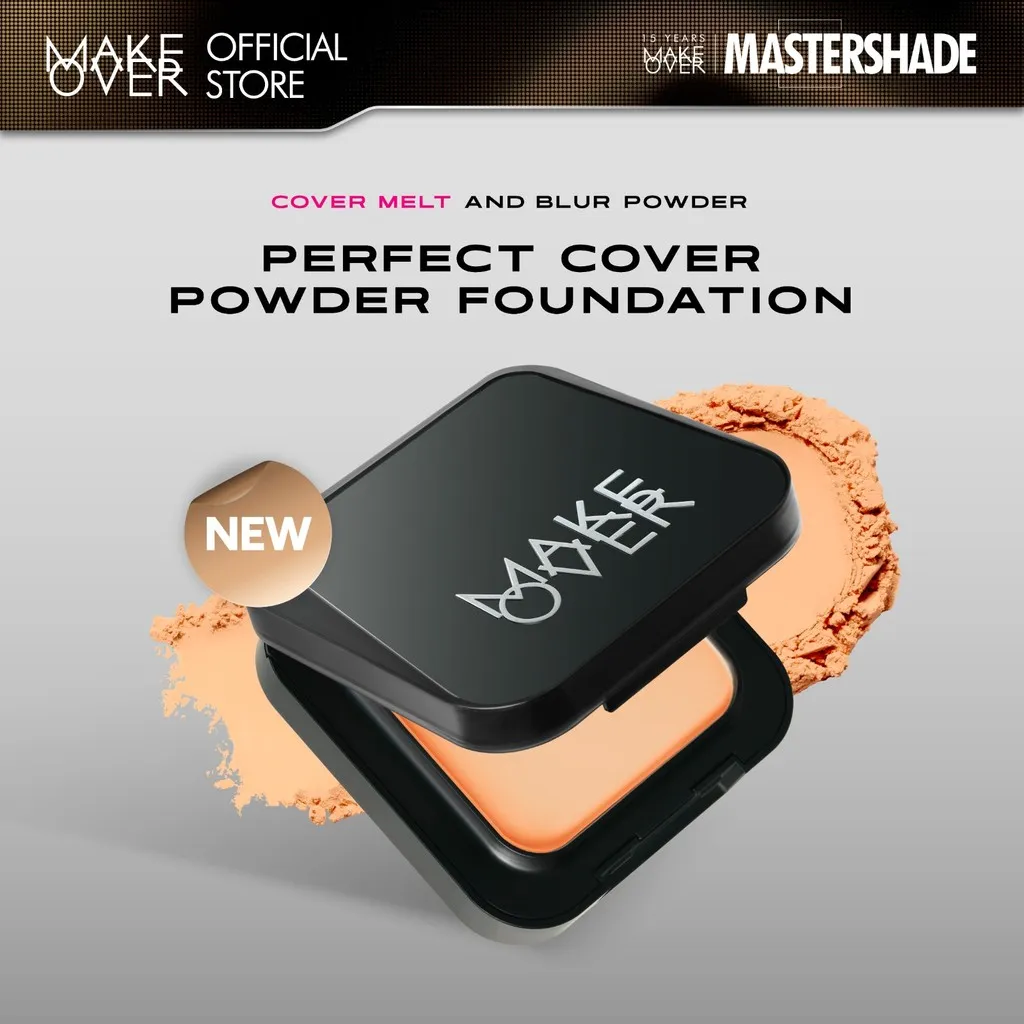 [HARGA TERMURAH!] MAKE OVER Perfect Cover Powder Foundation - TWC Two Way Cake Cover Melt and Blur Powder 16H Blurring Velvet Smooth Finish Bedak Padat Compact High Coverage Ringan Wajah Flawless Make Up Tahan Lama Non-Comedogenic BEST SELLER