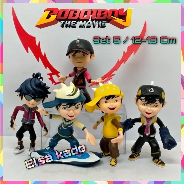 Action Figure Boboiboy Set Mainan topper Cake Halilintar Tanah Angin