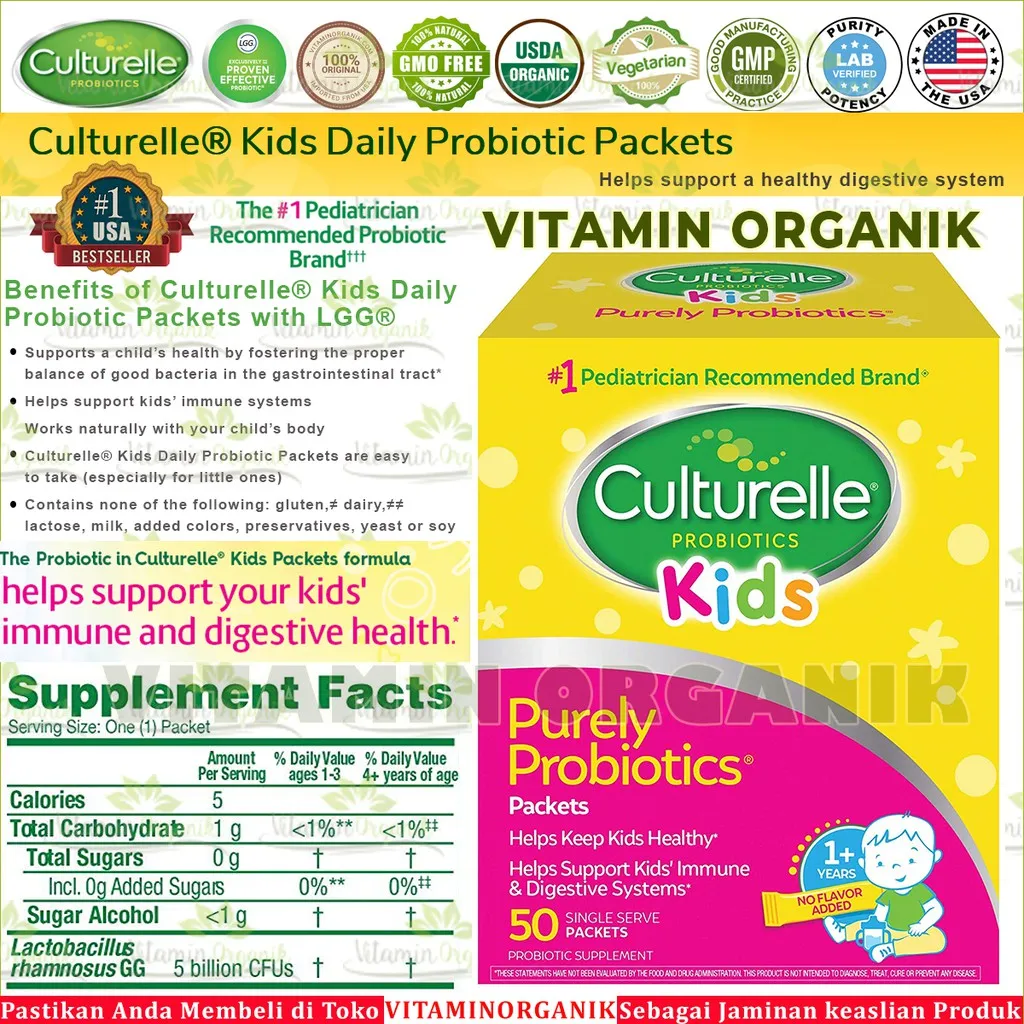 Culturelle 50 Packets Kids Probiotic / Probiotik Anak Original USA