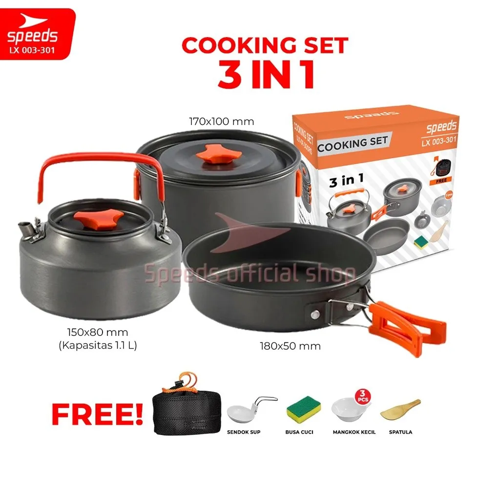 SPEEDS Alat Masak Set Camping Mini Kemah Rekreasi Paket Cooking Set Kemping Praktis Portable Outdoor 003-301