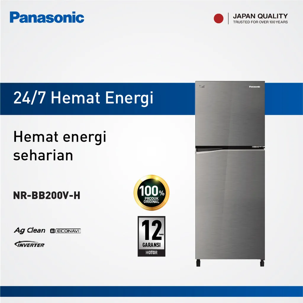 Panasonic NR-BB200V-H Kulkas 2 Pintu Inverter - Glory Grey