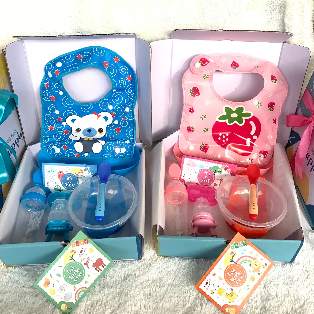 Hampers Baby Paket Mpasi Kado Bayi Feeding Set Laki Laki Perempuan - Kado Bayi Peralatan MPASI alat makan bayi mangkok sendok baby feeder celemek bib hampers bayi