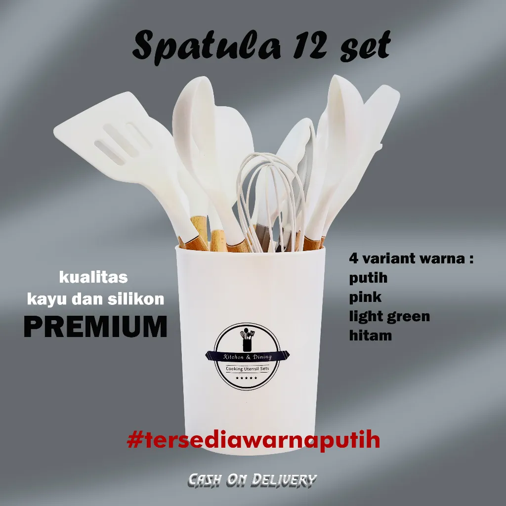 Putih Spatula 12 set Sutil Silikon Set PREMIUM Quality Model terbaru