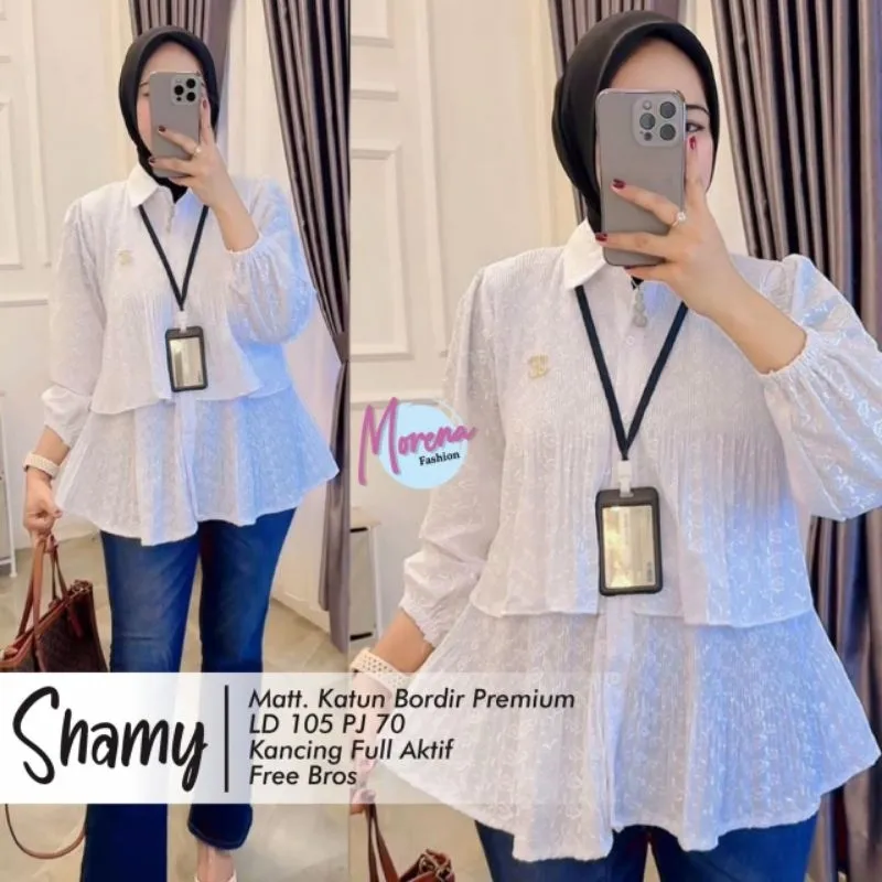 Atasan Wanita White series full bordir premium, blouse wanita shamy/ Alvita/ Farani/Kania/Mevia