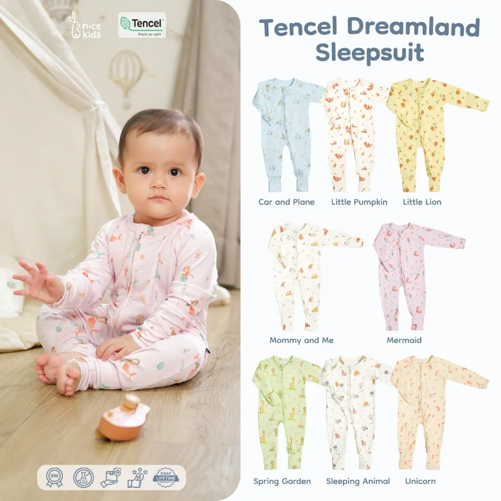 Nice Kids - TENCEL ™ Watercolor Dreamland Sleepsuit Baju Tidur Bayi Premium