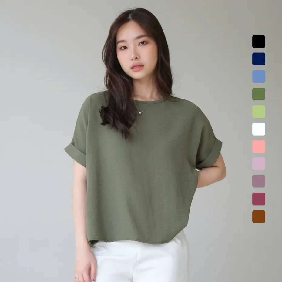 SAGI - Savina Korean Loose Blouse | Atasan Kaos Rapi Casual Formal Wanita