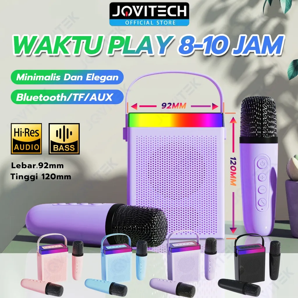Jovitech Speaker Bluetooth 2Mic 1 Set Karaoke Speaker KTV Cute Stereo Wireless Lucu Portabel Outdoor Speaker Nirkabel - S56