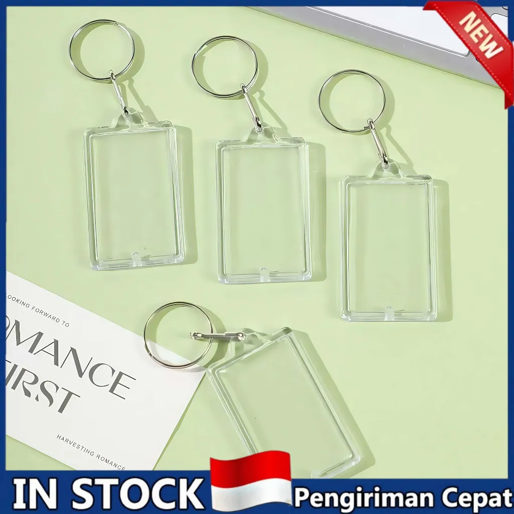 100/50 pcs Gantungan Kunci Akrilik Sisipan Foto Gantungan Kunci untuk Gantungan Kunci Souvenir - 50pcs bahan gantungan kunci