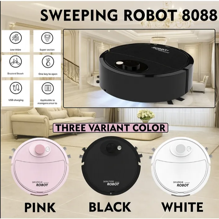 SMARTCOM Sweepin Robot Vacuum Cleaner Mini Pembersih Lantai Sapu Pel Sedot Debu Otomatis