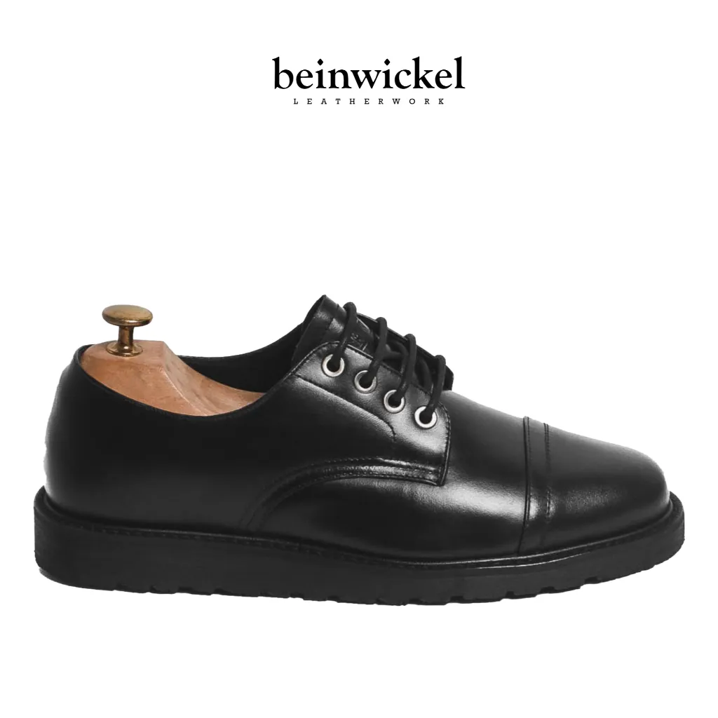 Beinwickel - Sepatu Pantofel Kulit Formal Pria | Flat Derby Captoe Black