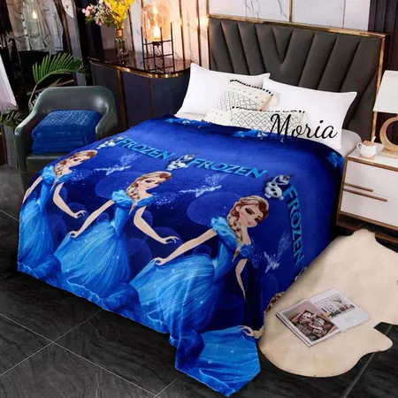 Selimut Bulu Halus Karakter Perempuan Tebal Motif Frozen Elsa Olaf Ukuran Anak Dewasa Terlaris Termurah Berkualitas 130 x 180