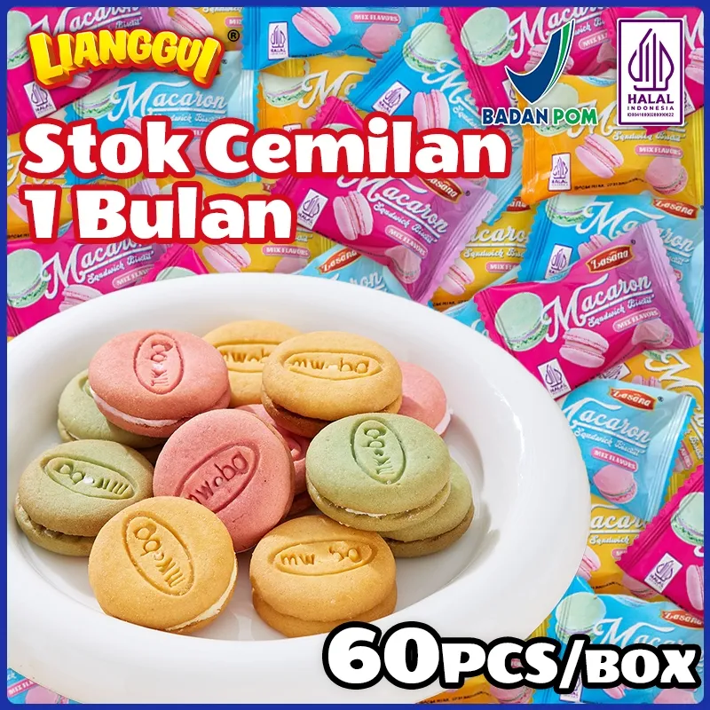 Lianggui JAJAN LEBARAN Biskuit Macaron Isi Krim HALAL Cemilan Viral Terjangkau Terbaru jajanan Lebaran