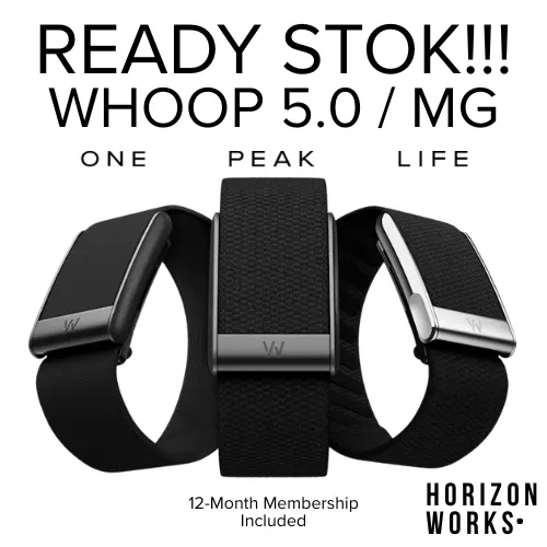 WHOOP 5.0 Health and Fitness Wearable, 24/7 Activity and Sleep Tracker with Heart Rate, HRV, Stress Monitor, Personalized Coaching, Healthspan, 14+ Days Battery Life, 12 Month Membership READY STOK!