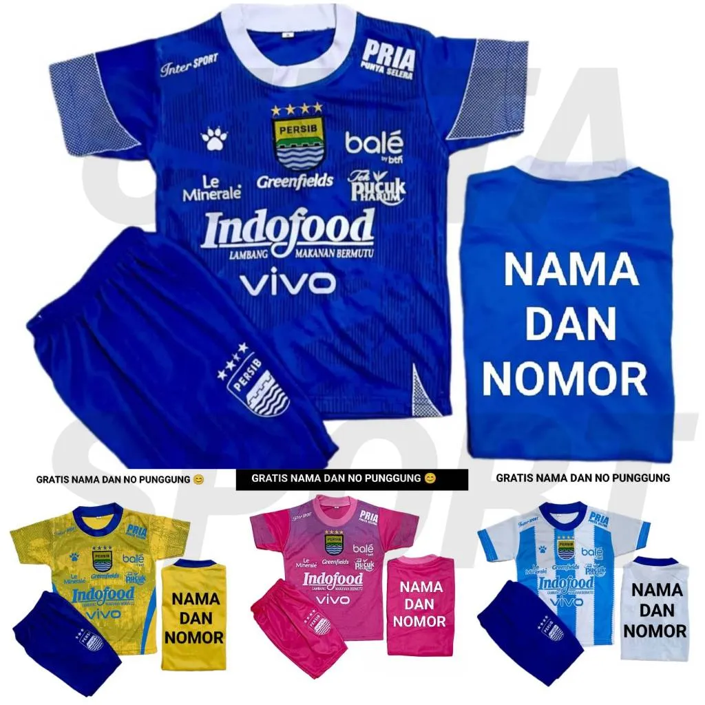 SETELAN JERSEY BOLA ANAK PERSIB BINTAG 4 GRATIS NAMA+NO TERBARU UMUR 1-14 TH TERMURAH COD