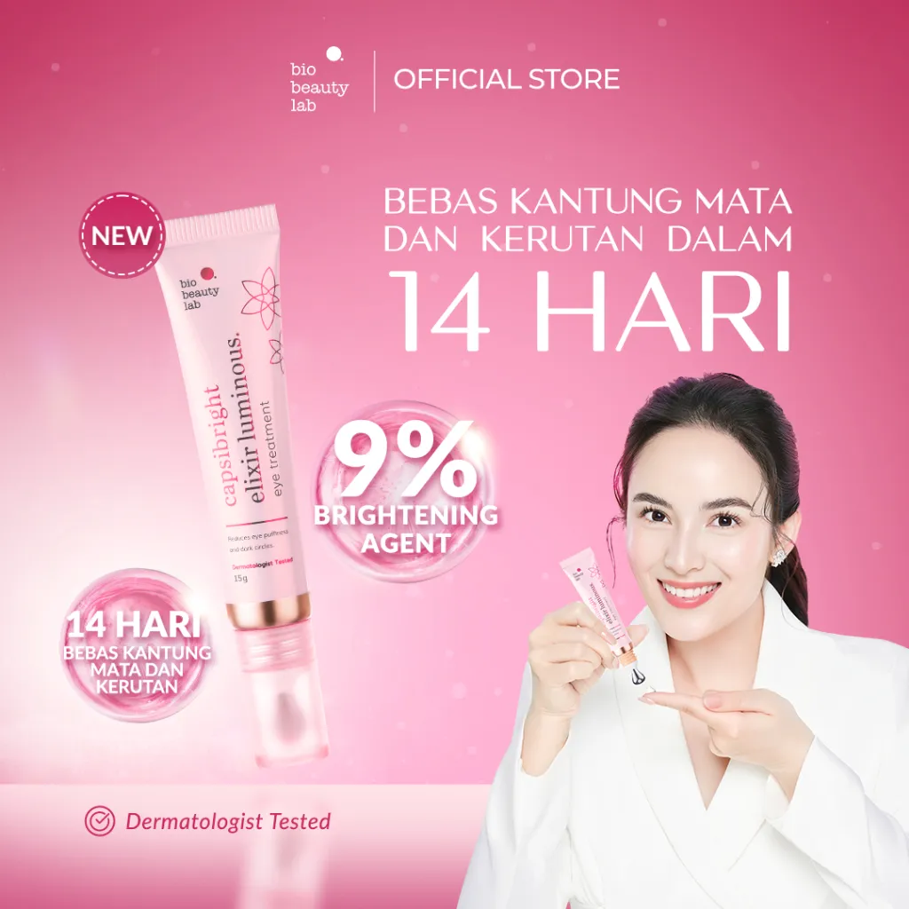 Bio Beauty Lab Capsibright Elixir Luminous Eye Treatment 15g | Serum Anti Aging untuk Puffy Eyes & Keriput | Mengurangi Mata Panda | Menyamarkan Kantung Mata | Eye Cream untuk Mencerahkan & Melembabkan Area Mata serta Mengurangi Garis Halus