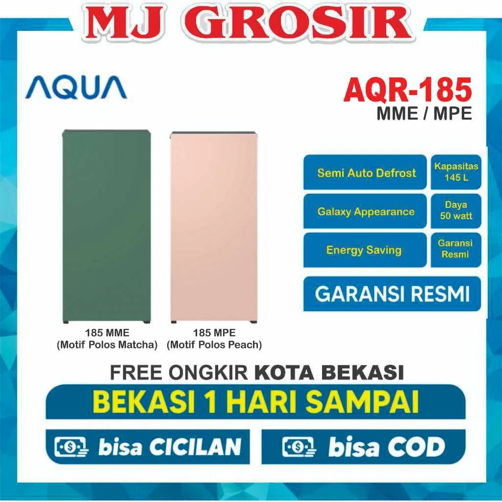 KULKAS AQUA JAPAN AQRD 185 MME / MPE LEMARI ES 1 PINTU HEMAT LISTRIK CPY