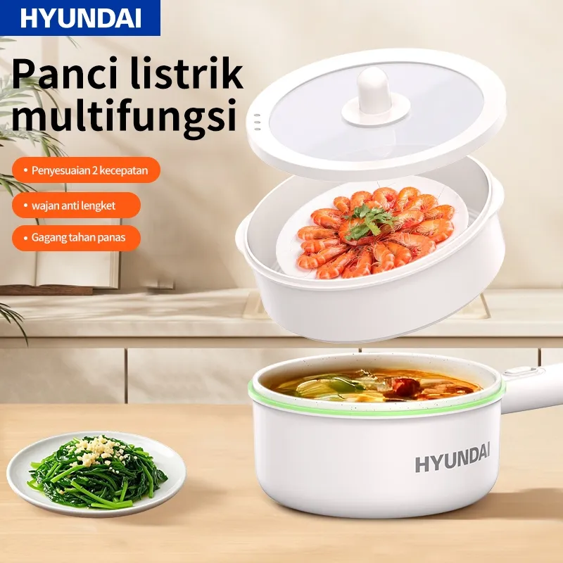 HYUNDAI Panci Listrik Serbaguna panci multifungsi  PotKeramikFryPan PanciElektrik 2LElectricCooking