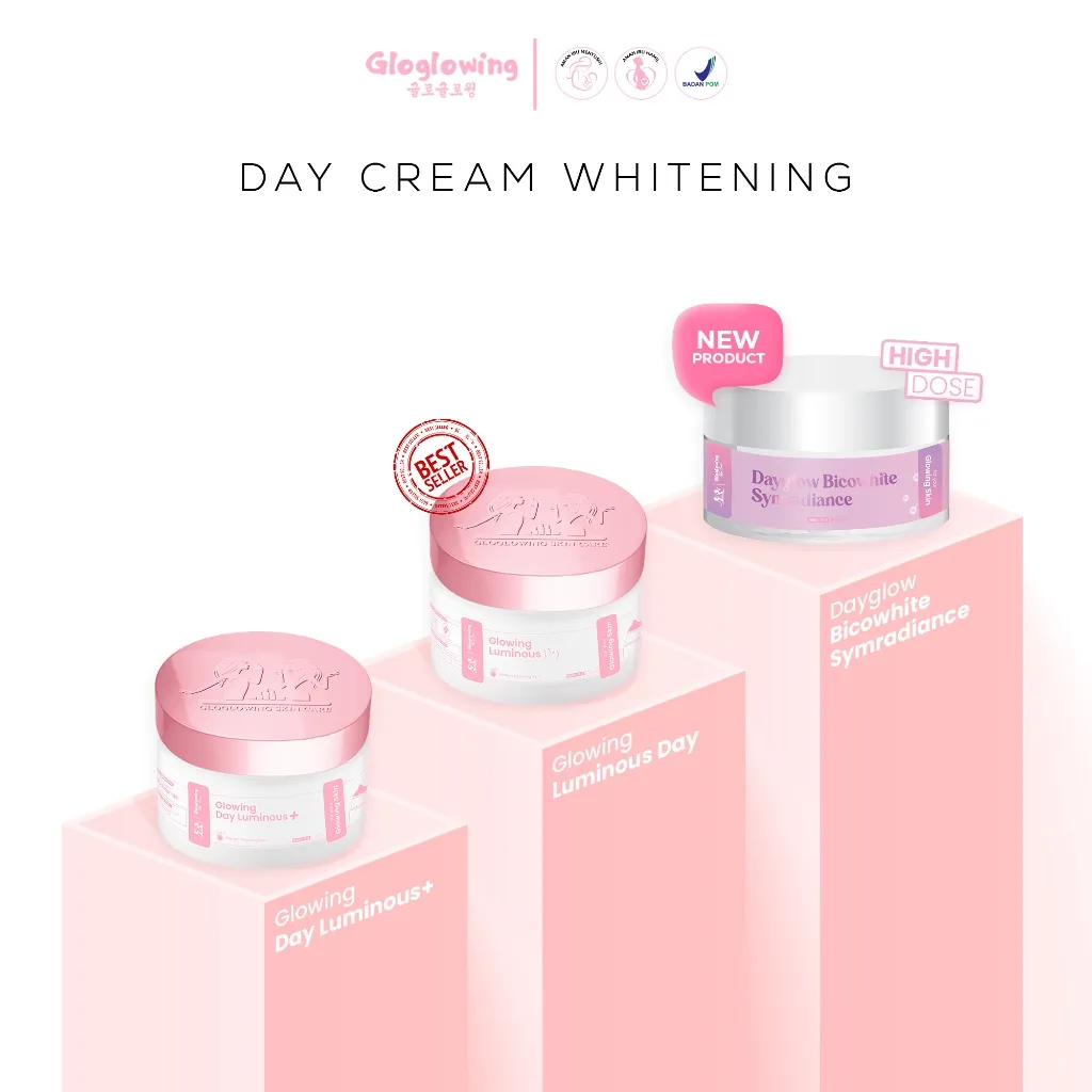 GLOGLOWING Day Cream Whitening - Day Luminous / Day Bicowhite Symradiance (Day Cream Wajah Gloglowing Skincare)