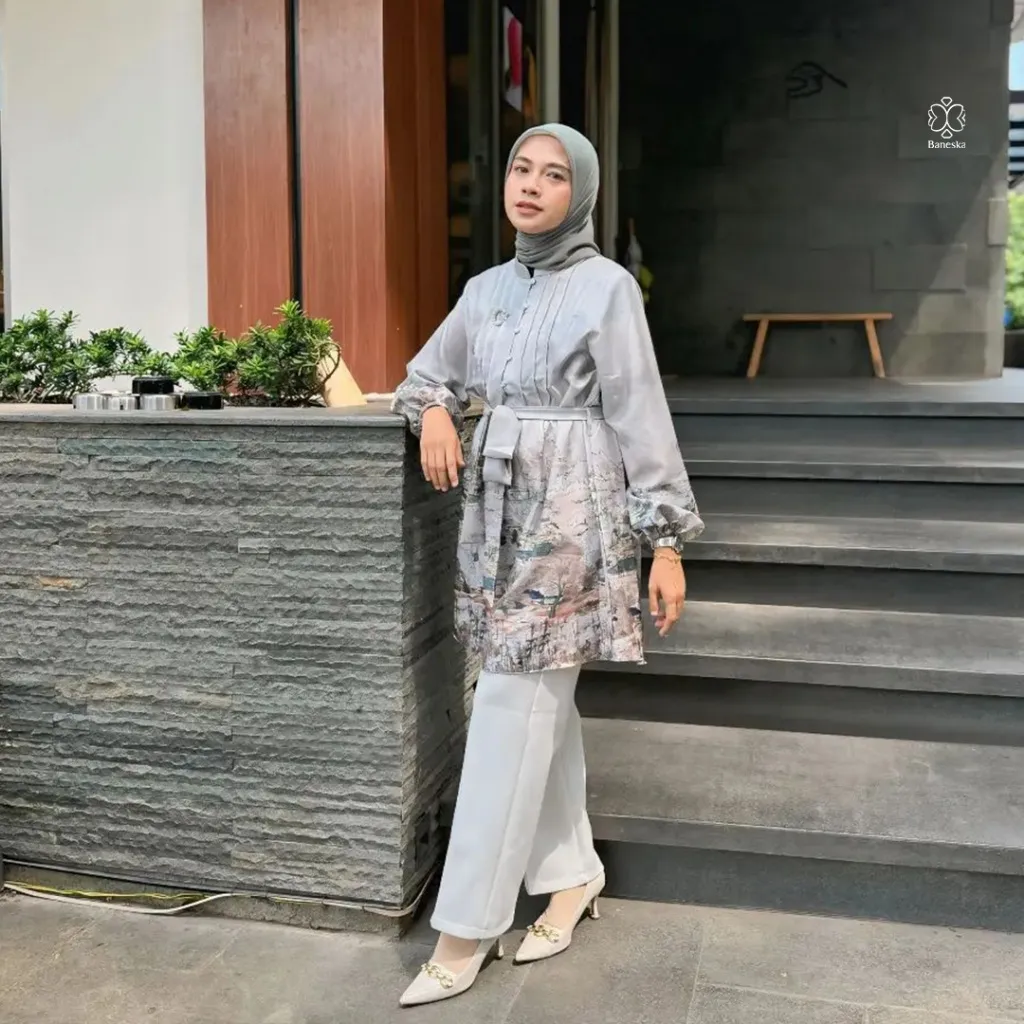 [BEST SELLER] BANESKA - Blouse Tunik Wanita Joline Series | Atasan Motif Printed Premium | Tops Tali