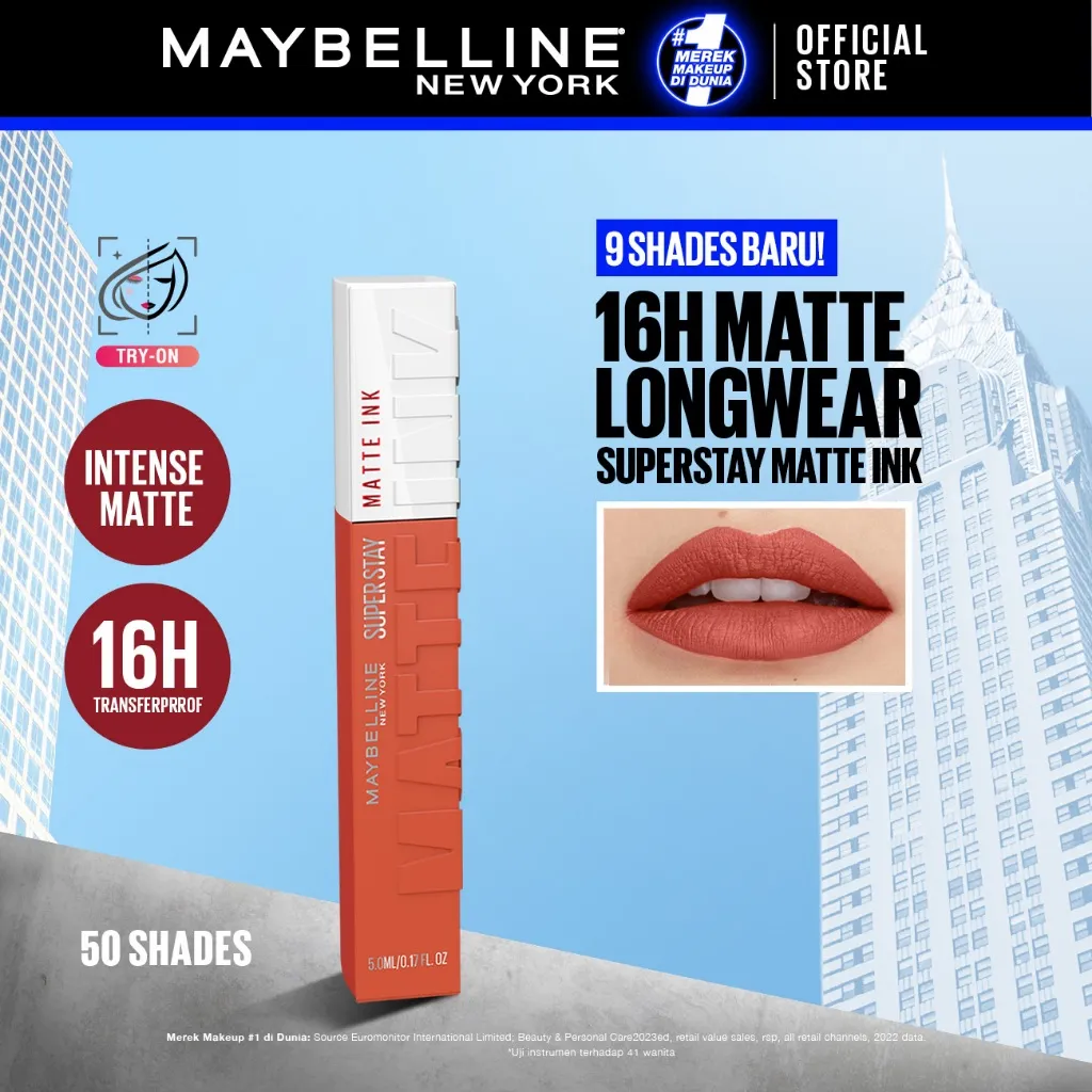 [SHOPEE BEAUTY AWARDS - BEST LIP MAKEUP] MAYBELLINE OFFICIAL Superstay Matte Ink Liquid Long Lasting Waterproof Matte Lipstick Lipcream Make Up Transferproof Tahan 16 Jam Vinyl Ink