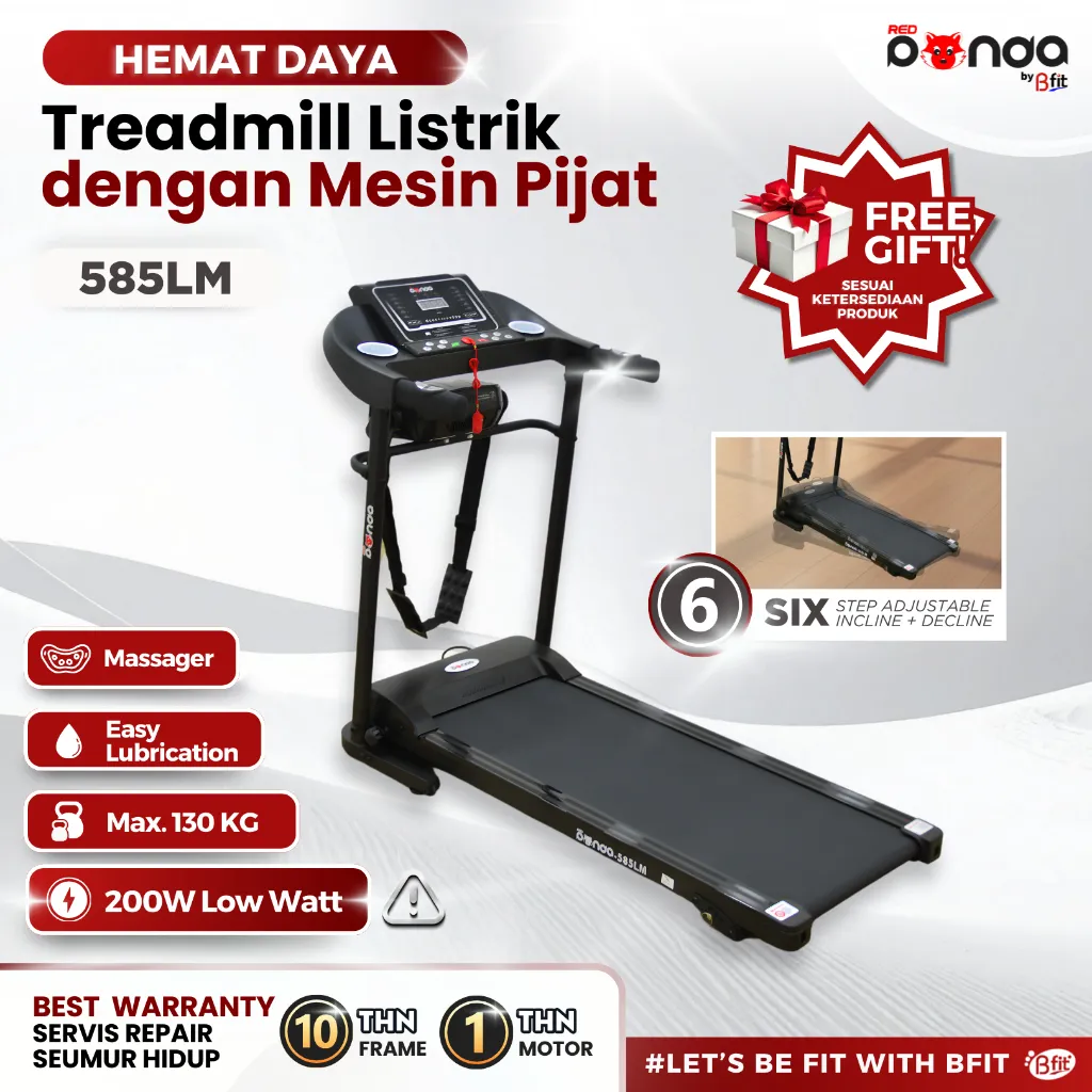 Treadmill Elektrik REDPANDA 585LM Multifungsi Listrik Lipat Portable Low Watt Fitness Gym