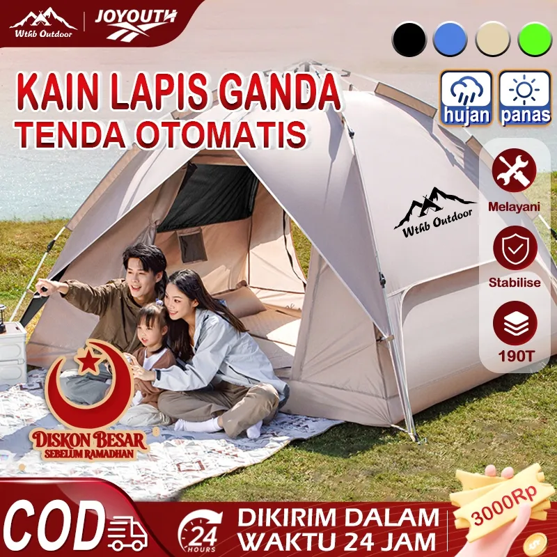 JOY Tenda Camping Tenda Camping Lipat 200x200cm Portable tenda Otomatis 200x150cm Double Layer Tenda Hiking Outdoor & Indoor