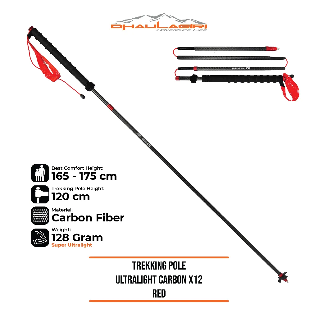 Dhaulagiri Trekking Pole Ultralight Carbon X12 / Trekking Pole Carbon Ringan Untuk Hiking dan Running