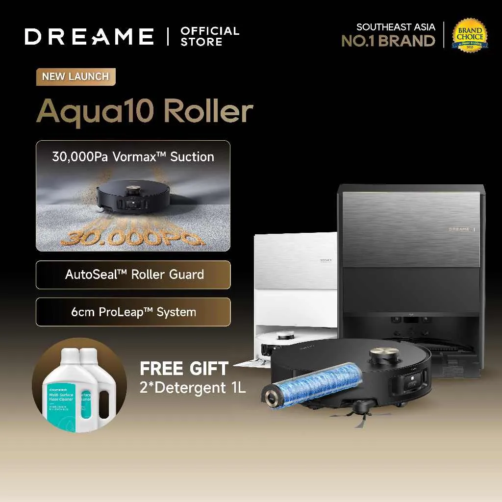 [New Launching] Dreame Aqua10 Roller Robot Vacuum | 30,000Pa Suction, 100°C Hot-Wash Mop, Auto Carpet Guard, All-in-One PowerDock™