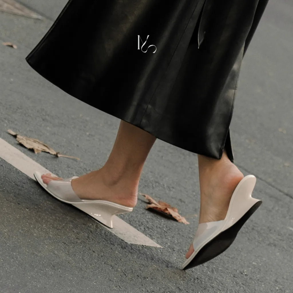 Mooresei - PIERR TPU Wedges - 5 cm Painted Wedges | Oat, Pearl White, Espresso, Black, Pink | Transparant Wedges | Heels Elegant | Formal