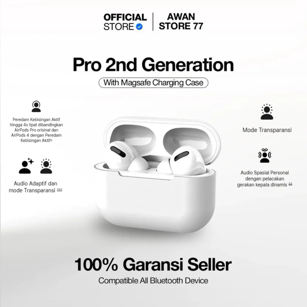 [ KUALITAS TERBAIK GRADE ORI ] TWS PRO2 ANC FITUR AKTIF 100% SERIAL TEMBUS WEBSITE H2 CHIP