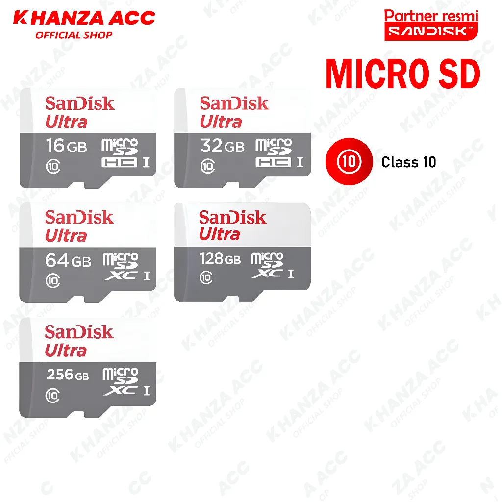 KHANZAACC SANDISK MEMORY HP MICRO SD ULTRA CLASS 10 MEMORI CARD 16GB 32GB 64GB 128GB