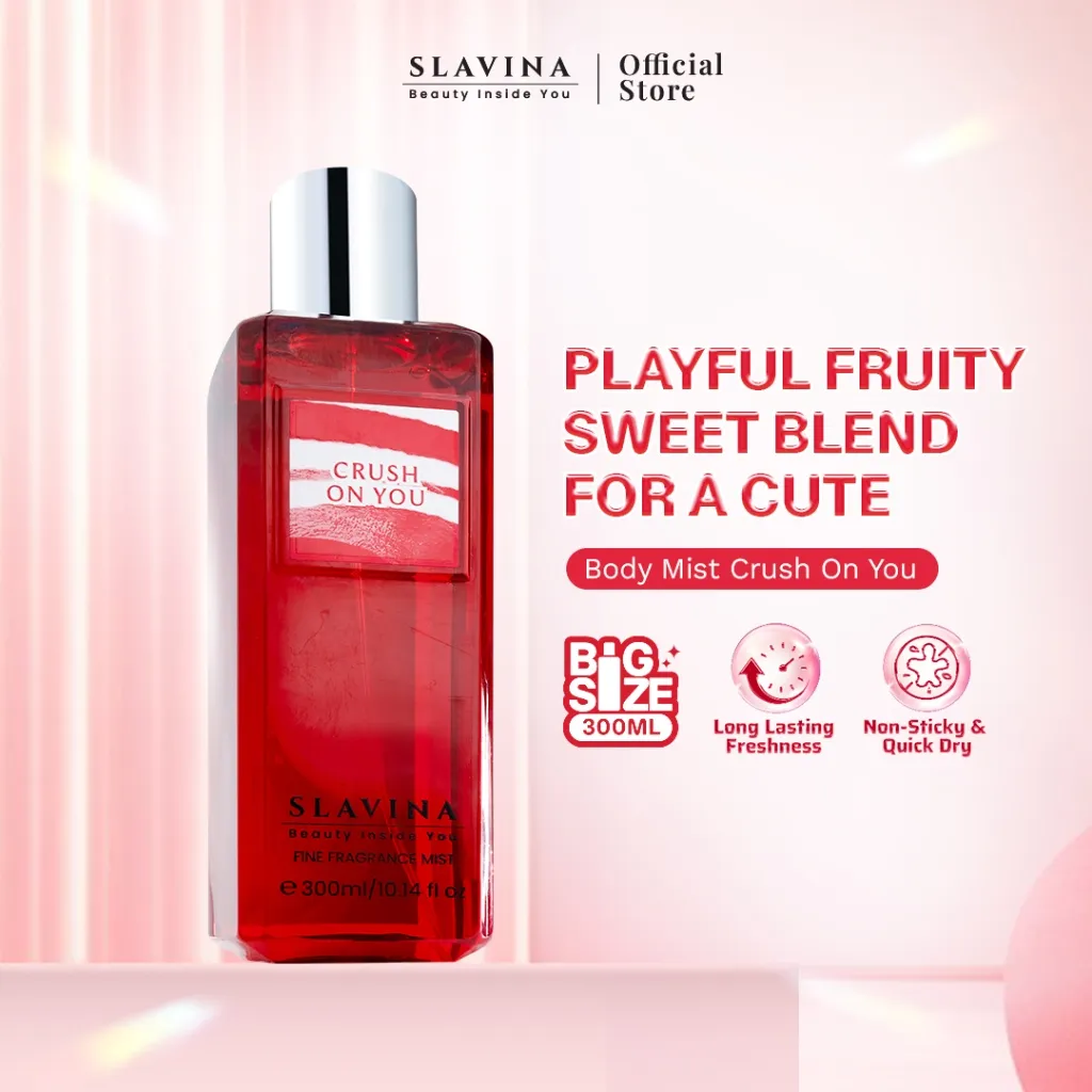 SLAVINA Body Mist Crush On You by Nagita Slavina – Parfum Wanita Wangi Manis Vanilla Blackcurrant by Nagita Slavina, Minyak Wangi Tahan Lama Fresh & Elegan, Parfume Wanita Pria Long Lasting Fragrance BPOM