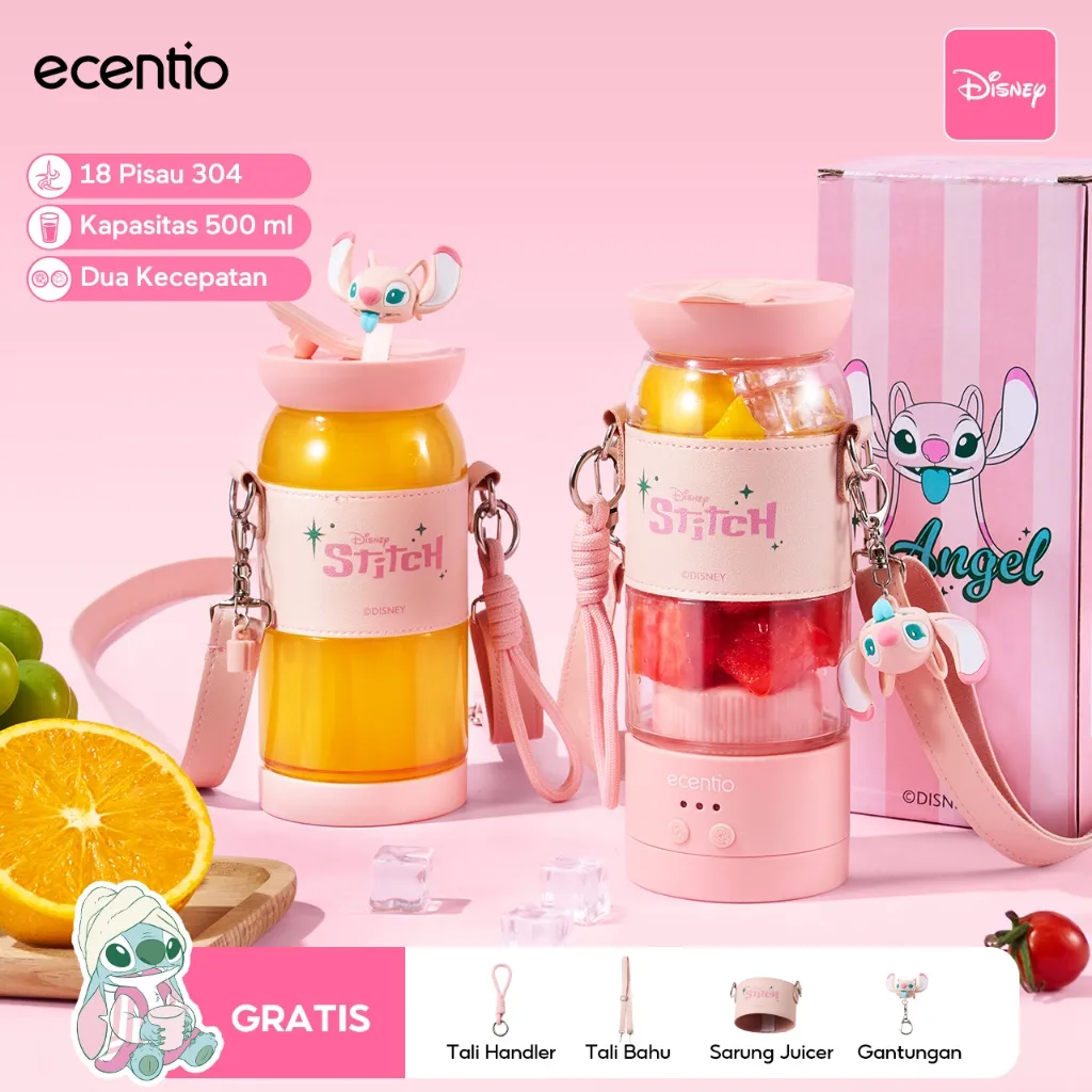 ecentio&Disney blender portable kapsul 500ml juicer buah tanpa ampas 18 Pisau blender Dengan Tali Bahu Fashion jus buah hand blender mini juicer juicer portable blender