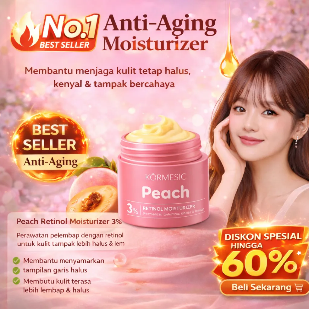 Kormesic Retinol Moisturizer 3% | Krim Wajah Anti Aging, Mencerahkan & Melembapkan