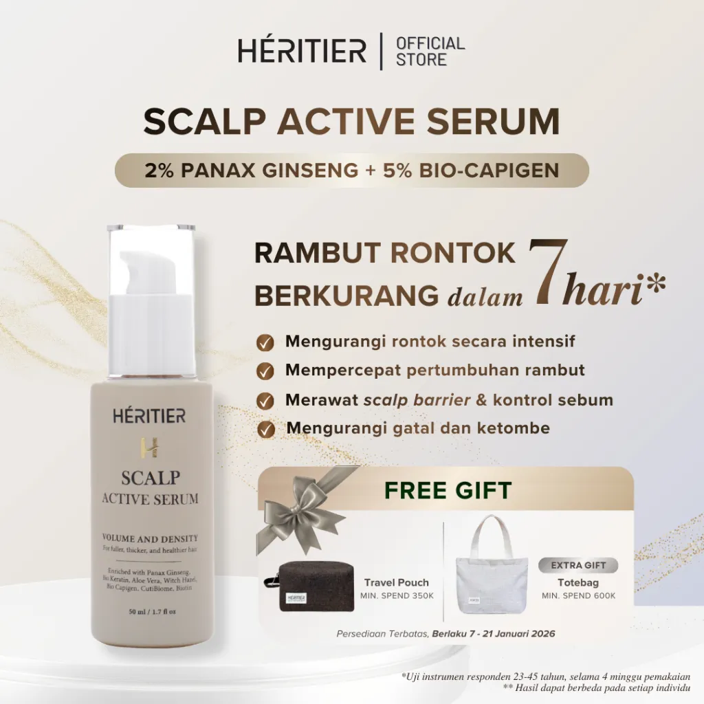 Heritier Scalp Active Serum 50ml | Hair Growth Scalp Serum Penumbuh Rambut Rontok dan Anti Ketombe