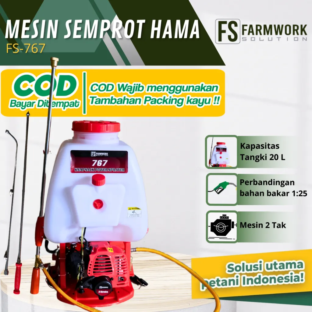 Mesin Semprot Hama 2Tak, 4Tak 20 Liter / Knapsack Power Sprayer FS767