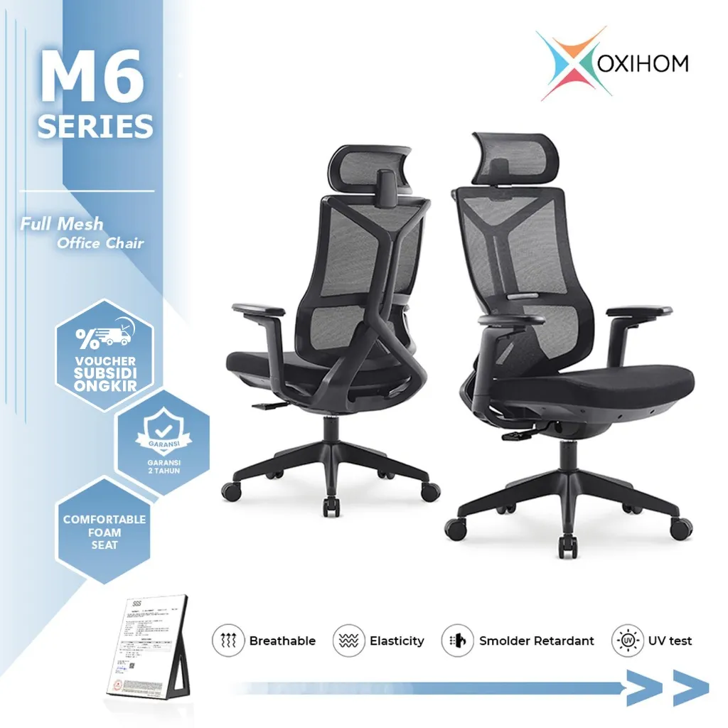Oxihom M6 Kursi Kerja Kursi Gaming Kursi Kantor Kursi Belajar Kursi Mesh Kursi Hidrolik Kursi Ergonomis Office Chair Ergonomic Chair