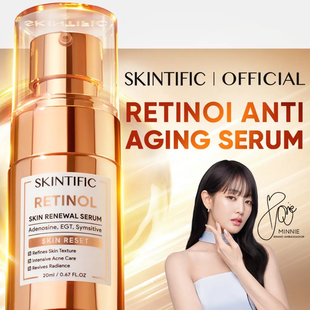 SKINTIFIC - Retinol Skin Renewal Serum wajah| Retinoid Menyamarkan Menghaluskan Tekstur Kulit Anti Aging Menyamarkan Garis Halus Meratakan Warna Kulit Merawat Kulit Berjerawat with Pure Retinol Adenosin|Smooth Acne Glowing Fade Dark Spot night serum