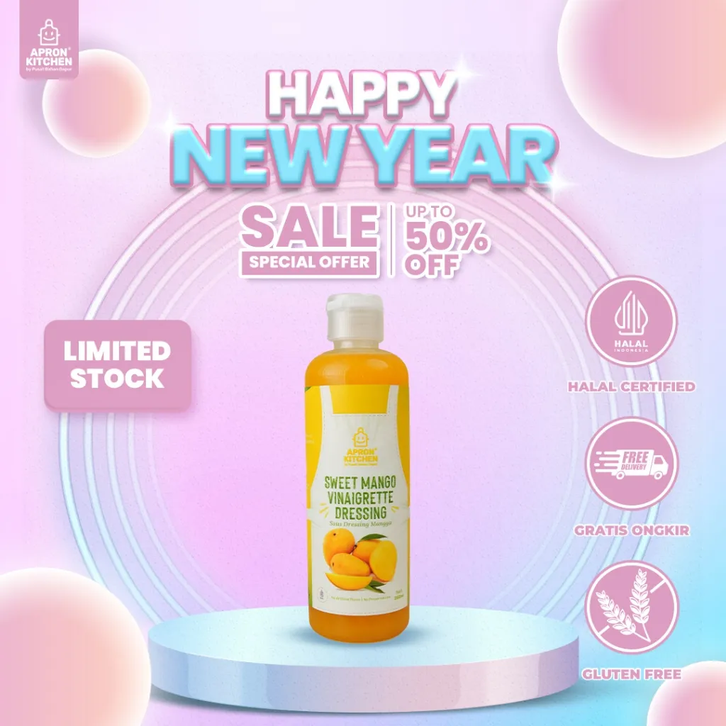 Apron Kitchen Mango Vinaigrette Saus Dressing Salad Mangga Rendah Kalori, Gluten Free Kemasan 250ML