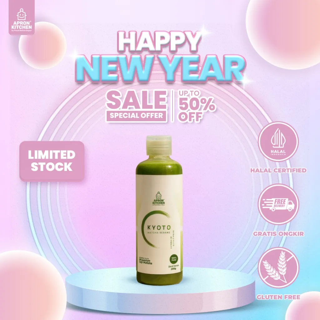 Apron Kitchen Kyoto Matcha Sesame Dressing Salad 100% Pure Uji Matcha Wijen Sangrai, Antioxidant, Low Kalori, Gluten Free Kemasan 250ML