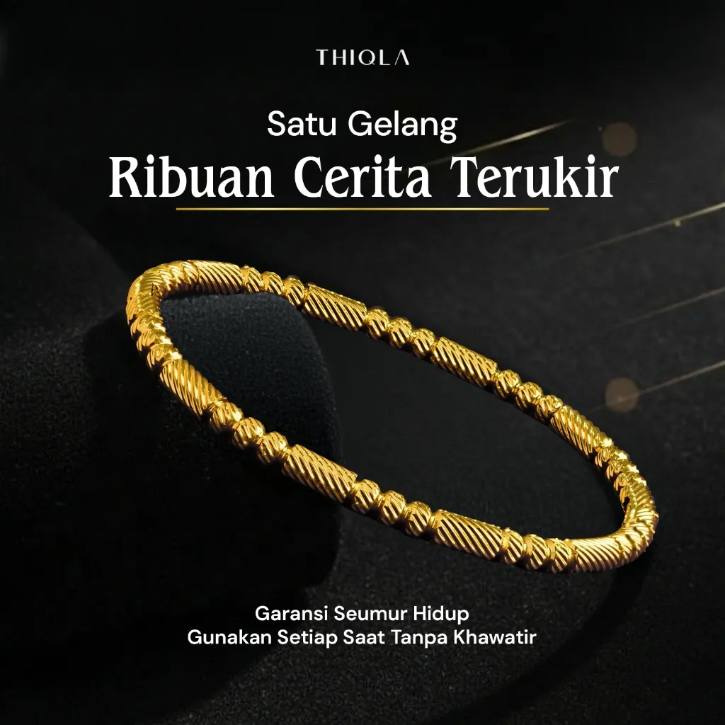 THIQLA - Gelang Bangle DIFFA - Gelang Estetik Wanita Model Oval - Gelang Untuk Tangan Kecil Kurus Dan Gemuk - Bukan Gelang Titanium Ori - Gelang Stainless Steel Anti Karat Elegan
