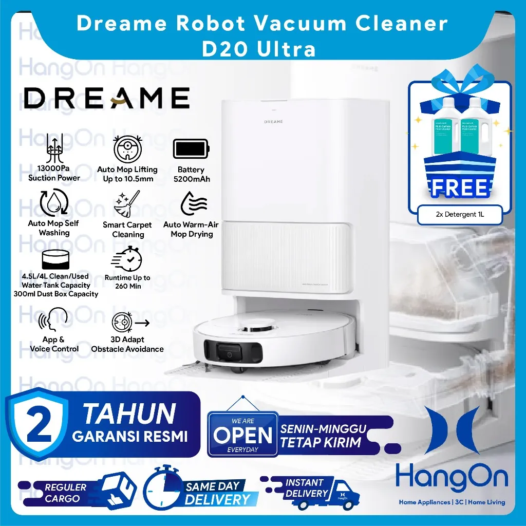 Dreame D20 Ultra Robot Vacuum Cleaner 13000Pa Smart Carpet Cleaning Auto Adjustment and Mop Lifting 13kPa Penyedot Debu Pet Care Vakum Sapu Pel