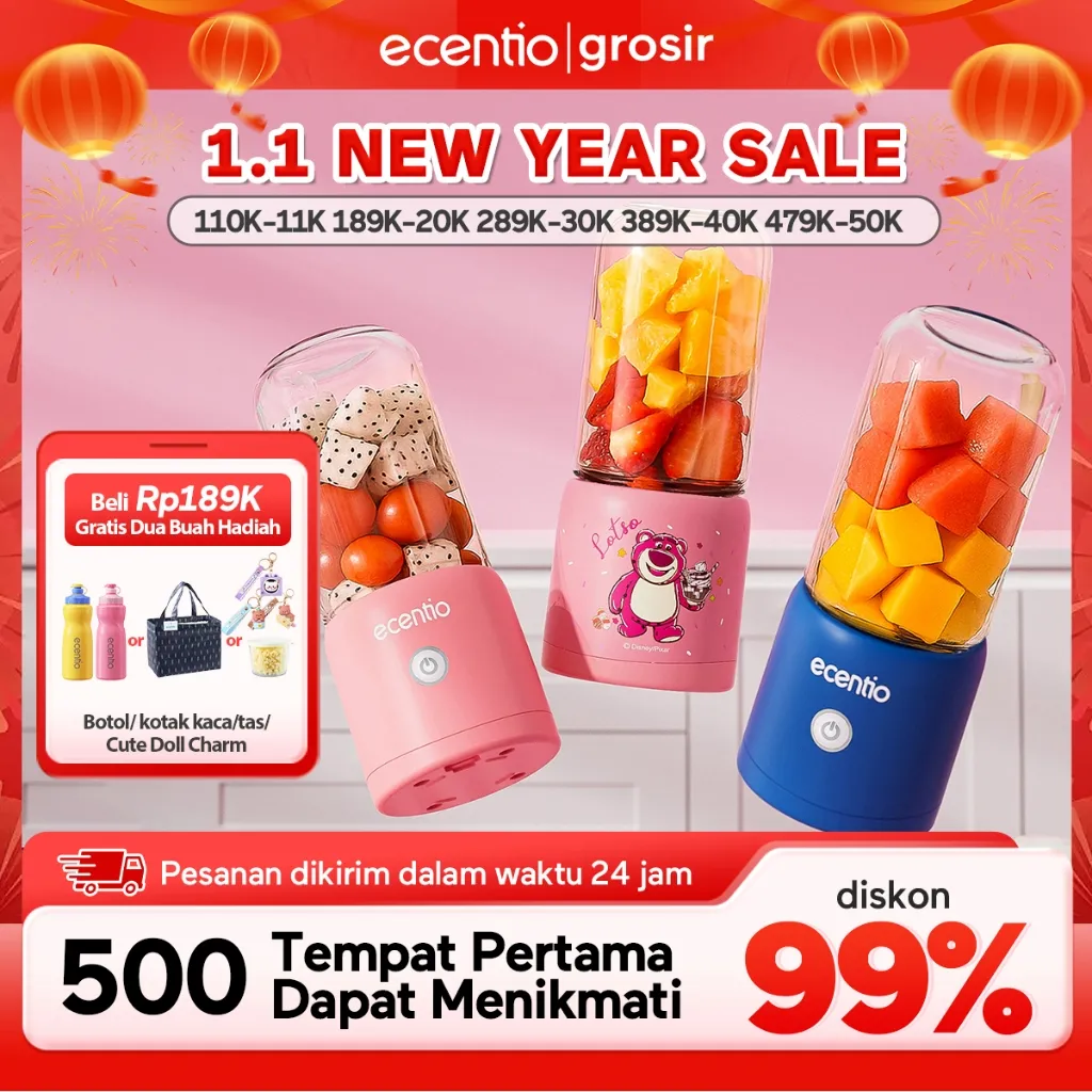 [Harga Grosir]ecentio Blender protable juicer protable Blender jus portable 380ml USB 8/10Mata Pisau 304 stainless steel juicer 2 gelas cangkir elektronik rumah tangga  kaca Mixer elektronik blender kapsul serbaguna hand blender jus buah kado natal