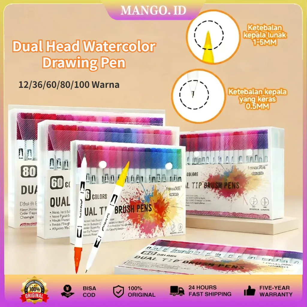 Acrylic Marker Dual Head Watercolor Drawing Pen 12/36/60/80/100 Quick-drying Spidol Akrilik/Set Marker Drawing Pen/Permanent Marker/Brush Pen/Drawing Pen/Acrylic Marker